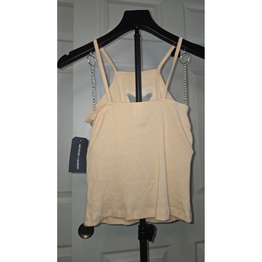 Melrose and Market Girls Ribbed Butterfly Patch Tank Top Size L 10/12 NWT - Picture 4 of 5